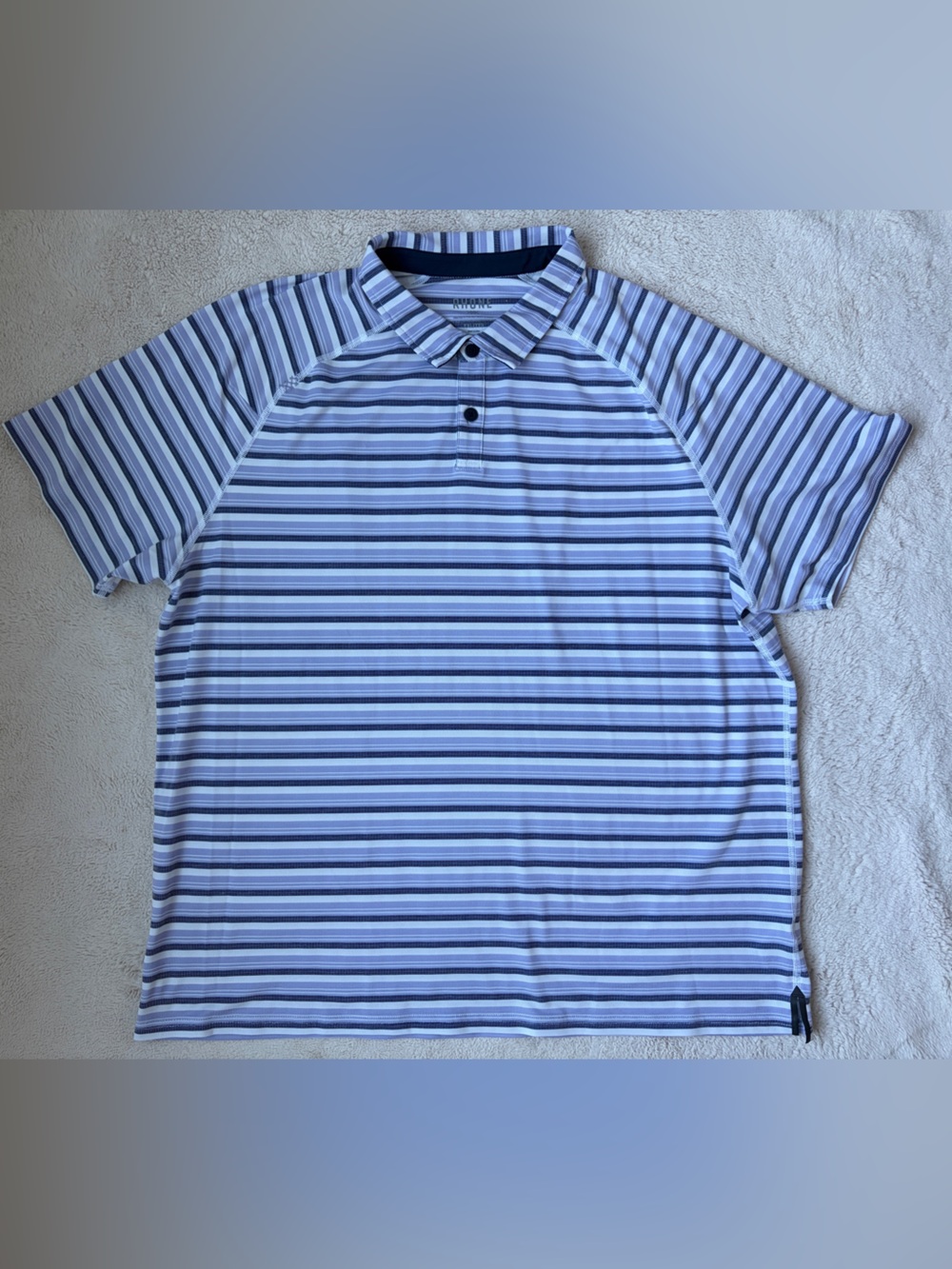 Rhône Men's Blue & White Striped Polo Shirt Size XXL